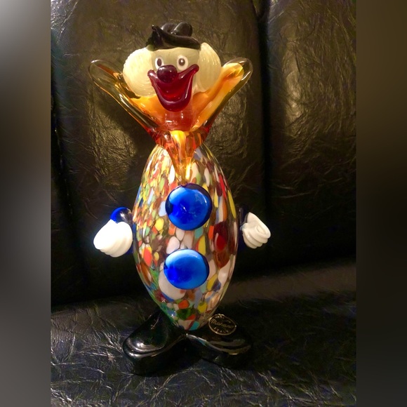2669 Vintage Murano Italy Art Glass Clown Original Murano Sticker - Picture 1 of 14